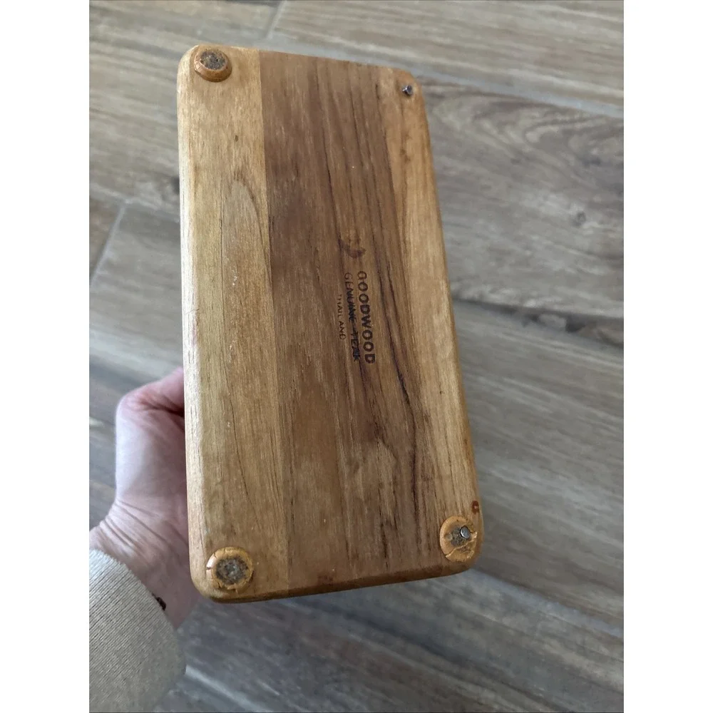 VTG Goodwood Teak Wood Napkin Holder Letter Memo MCM Boho Decor Thailand